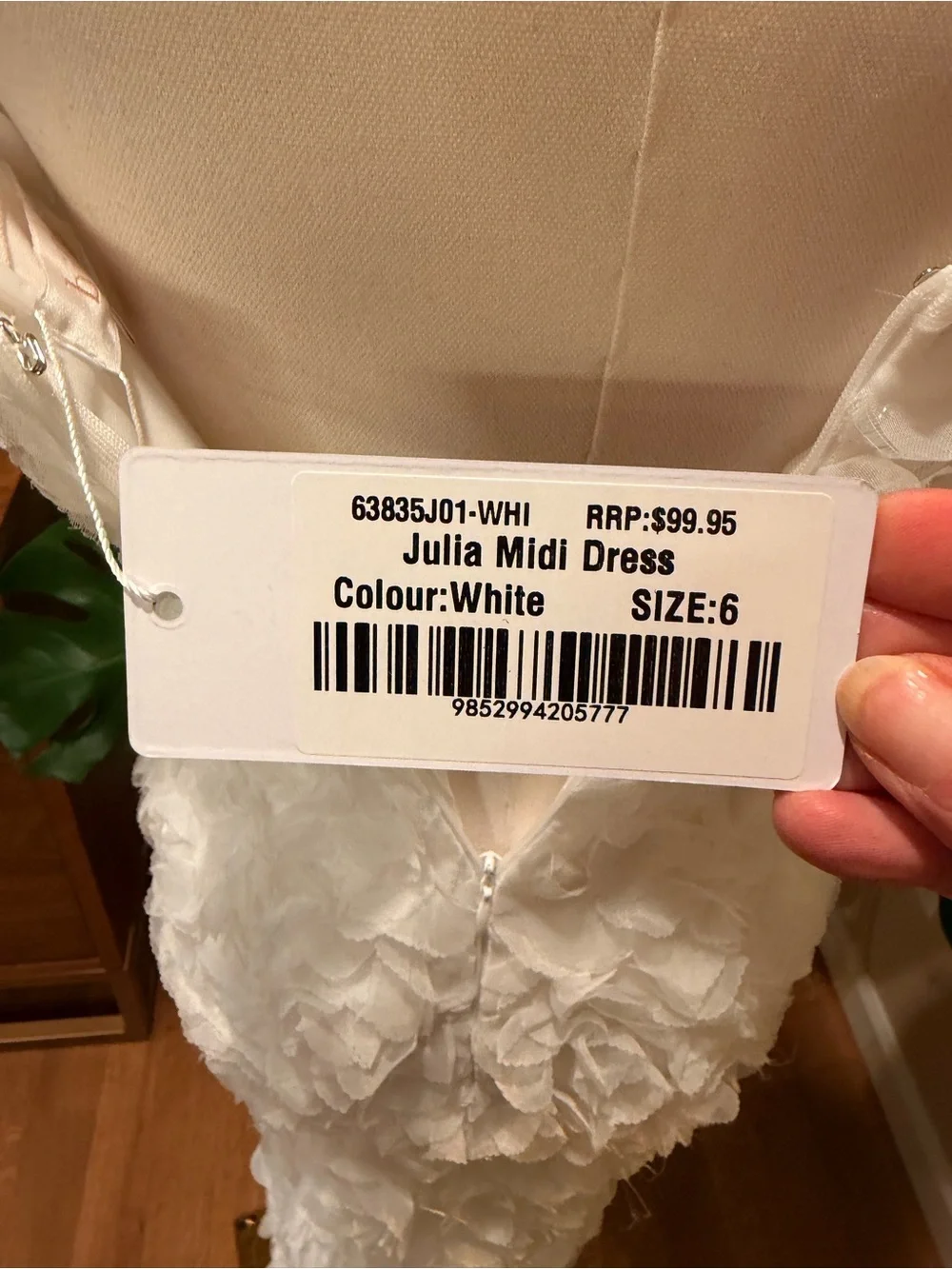 NWT Billy J Strapless White Floral Appliqué Midi Dress with Side Slit - US XS - Picture 11 of 11